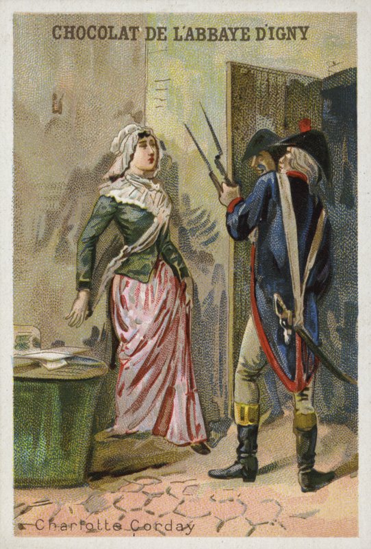Charlotte Corday, Mörderin des französischen Revolutionärs Jean-Paul Marat von French School