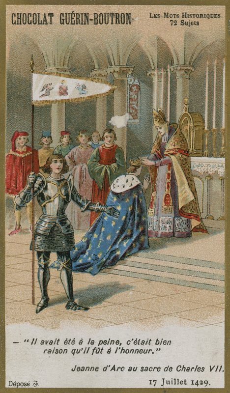 Chocolat Guerin-Boutron Handelskarte, Serie Historische Worte von French School