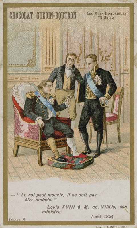 Chocolat Guerin-Boutron Sammelkarte, Historische Wörter Serie von French School