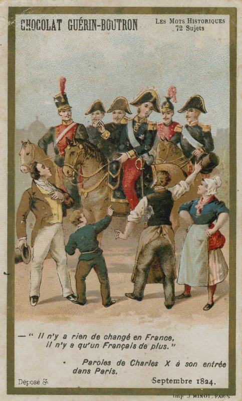 Chocolat Guerin-Boutron Sammelkarte, Historische Wörter Serie von French School