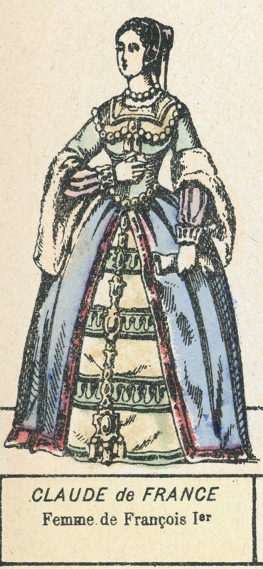 Claude de France, Frau von Franz I (kolorierte Gravur) von French School