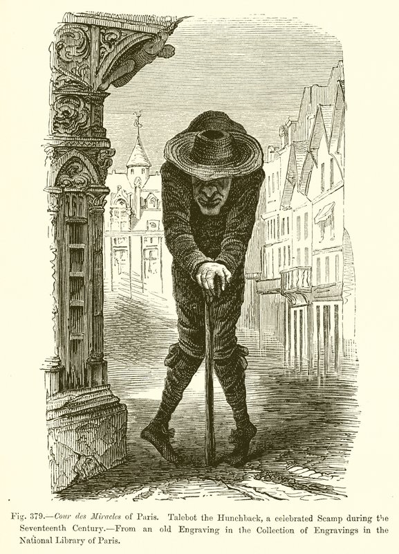 Cour des Miracles von Paris. Talebot der Bucklige, ein berühmter Gauner im 17. Jahrhundert von French School