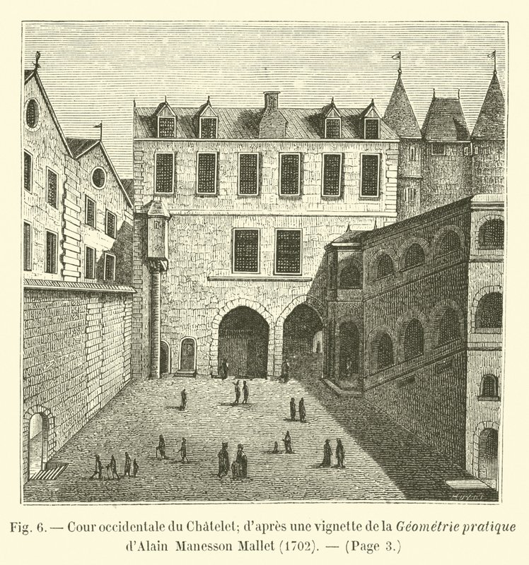 Westlicher Hof des Châtelet; nach einer Vignette aus der praktischen Geometrie von Alain Manesson Mallet, 1702 von French School