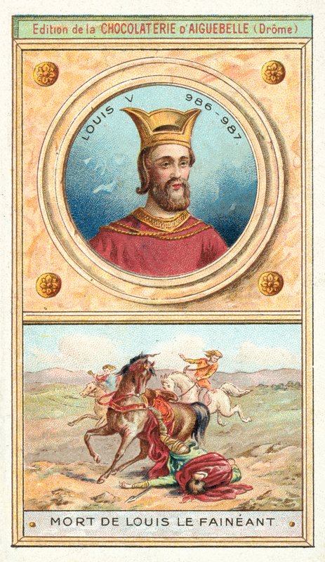 Tod von Ludwig V. von Frankreich, 987 (Chromolitho) von French School