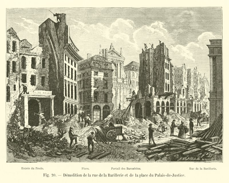 Abriss der Rue de la Barillerie und des Place du Palais-de-Justice von French School