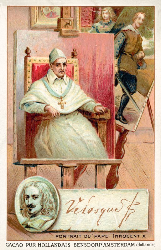 Diego Velasquez, spanischer Maler, und Porträt von Papst Innozenz X. von French School