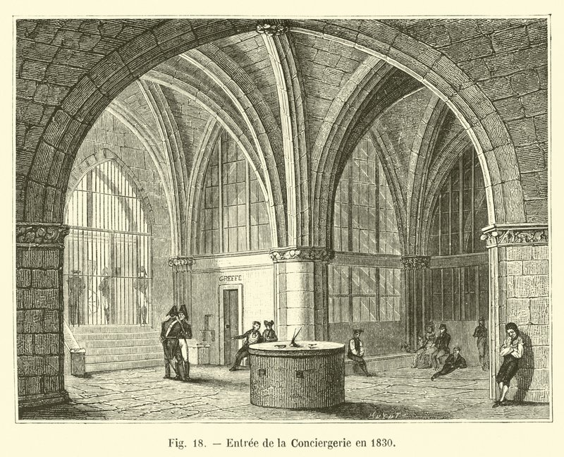 Eingang zur Conciergerie im Jahr 1830 von French School