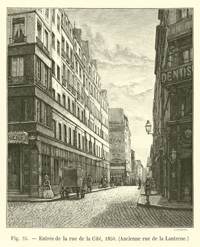 Eingang zur Rue de la Cité, 1850, ehemalige Rue de la Lanterne von French School