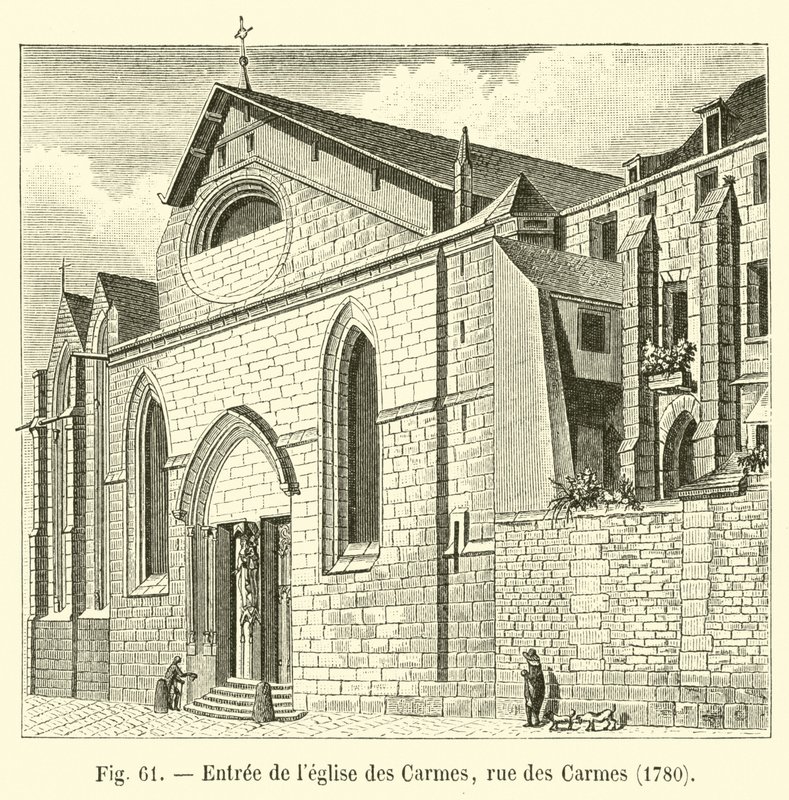 Eingang der Kirche der Karmeliter, Rue des Carmes, 1780 von French School
