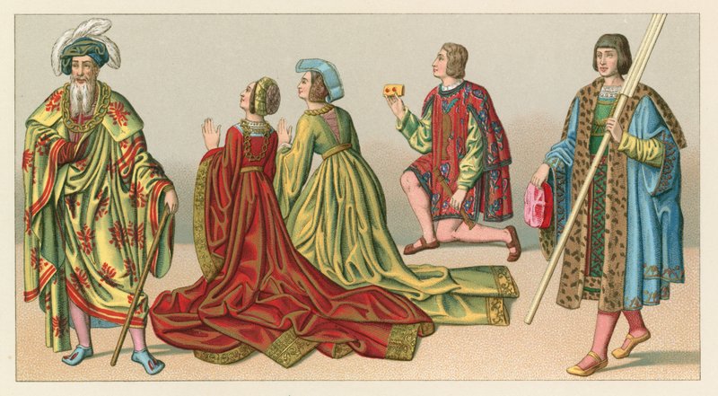 Europäische Kostüme XV-XVI. Jahrhundert von French School