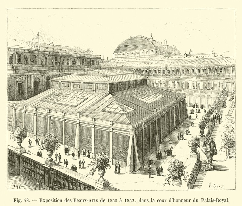 Kunstausstellung von 1850 bis 1852, im Ehrenhof des Palais-Royal von French School