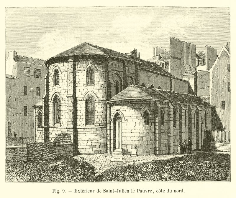 Außenansicht von Saint-Julien le Pauvre, Nordseite von French School