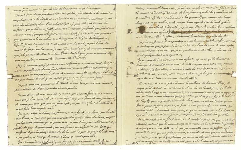 Faksimile des Testaments von Ludwig XVI. von Frankreich von French School