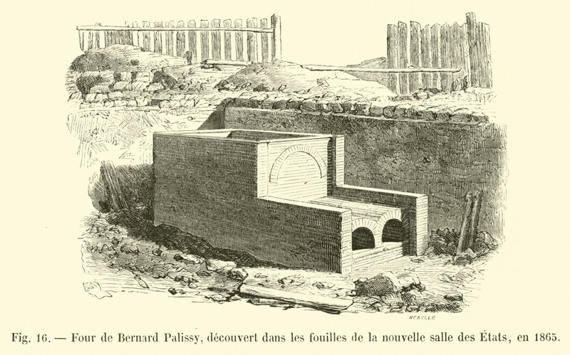 Ofen von Bernard Palissy, entdeckt bei den Ausgrabungen des neuen Saals der Etats, 1865 von French School