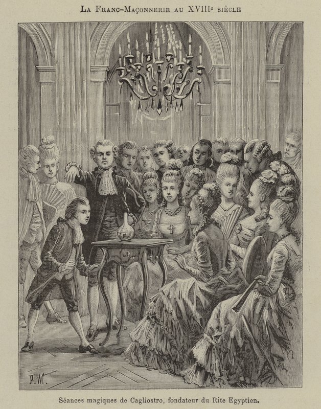Freimaurerei im 18. Jahrhundert: Magische Seance durchgeführt von Alessandro Cagliostro, Gründer des Ägyptischen Ritus von French School