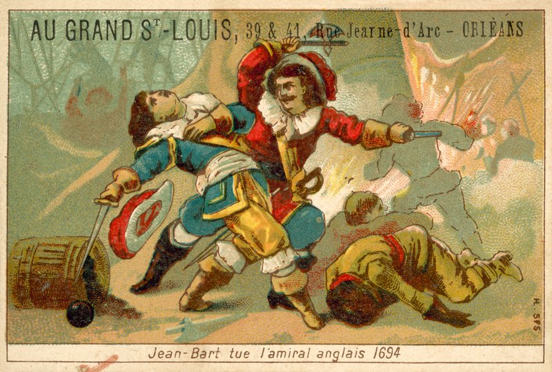 Französischer Marinekommandant und Freibeuter tötet einen englischen Admiral, 1694 von French School