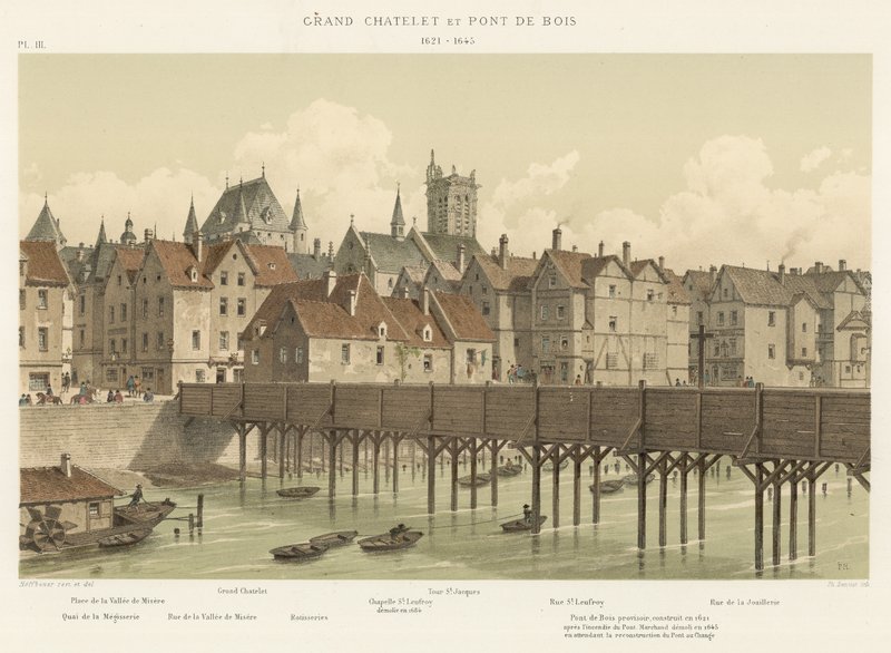 Grand Chatelet und Holzbrücke, 1621-1645 von French School