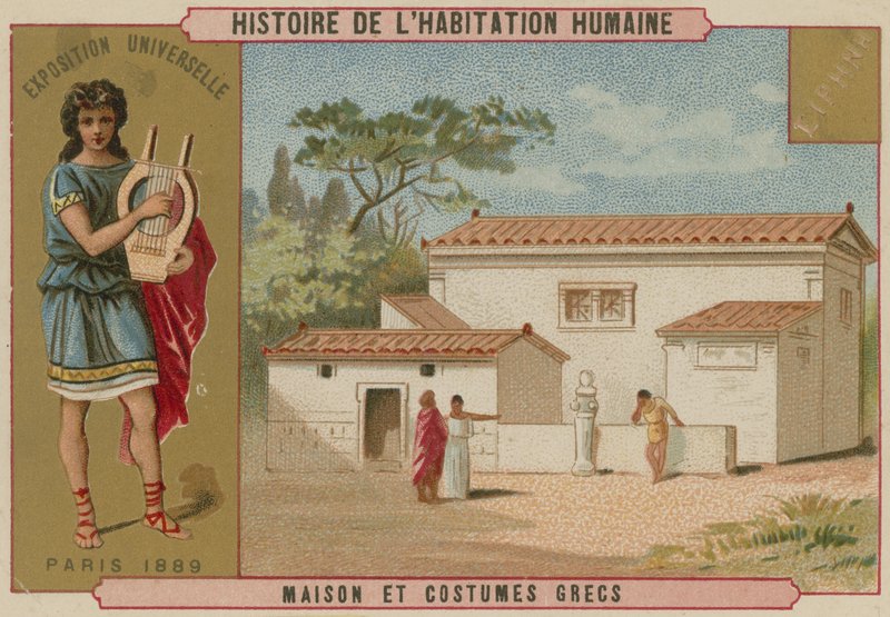 Griechisches Haus und Trachten von French School