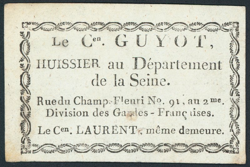Guyot, Gerichtsvollzieher, Visitenkarte von French School