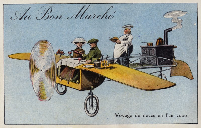 Hochzeitsreise im Jahr 2000 (Chromolithografie) von French School