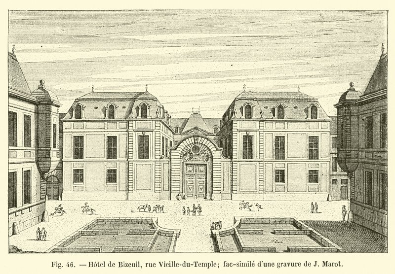 Hotel de Bizeuil, Rue Vieille-du-Temple (Faksimile einer Gravur von J. Marot) von French School