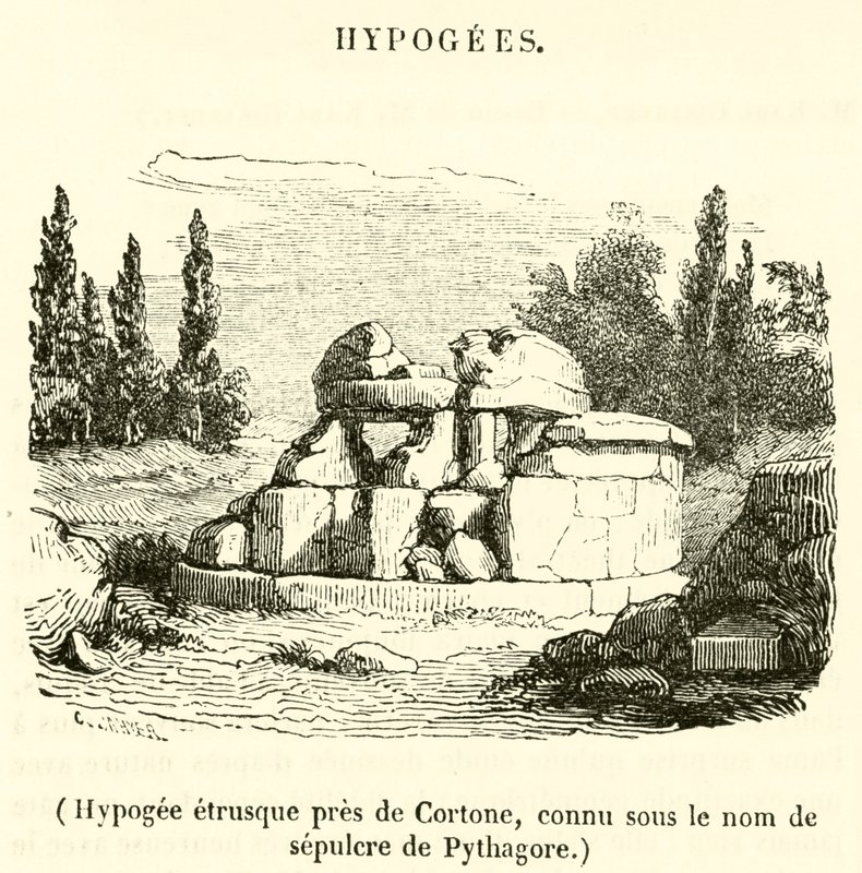 Etruskisches Hypogäum bei Cortona, bekannt als Grab des Pythagoras von French School