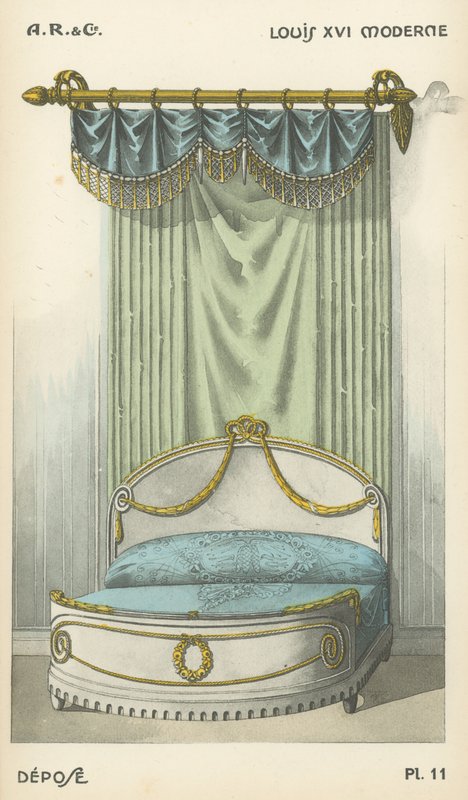 Illustration aus dem Innenarchitektur-Produktkatalog von A R & Cie, Frankreich von French School