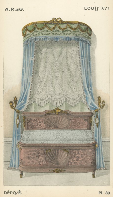 Illustration aus dem Innenarchitektur-Produktkatalog von A R & Cie, Frankreich von French School