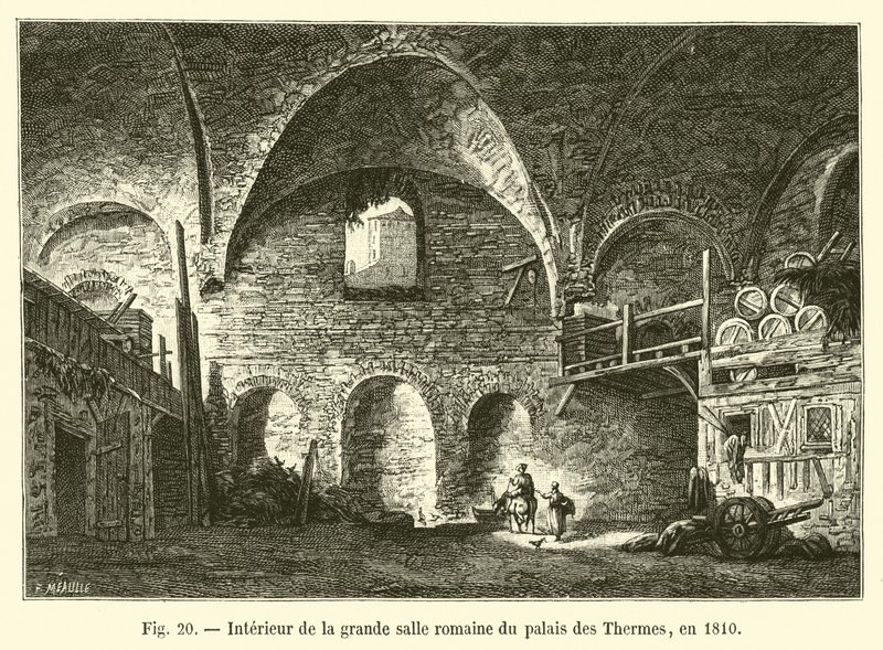 Innenraum des großen römischen Saals im Thermenpalast, 1810 von French School