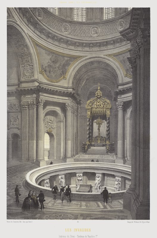 Innenansicht der Kuppel und des Grabes von Napoleon I., Les Invalides, Paris von French School