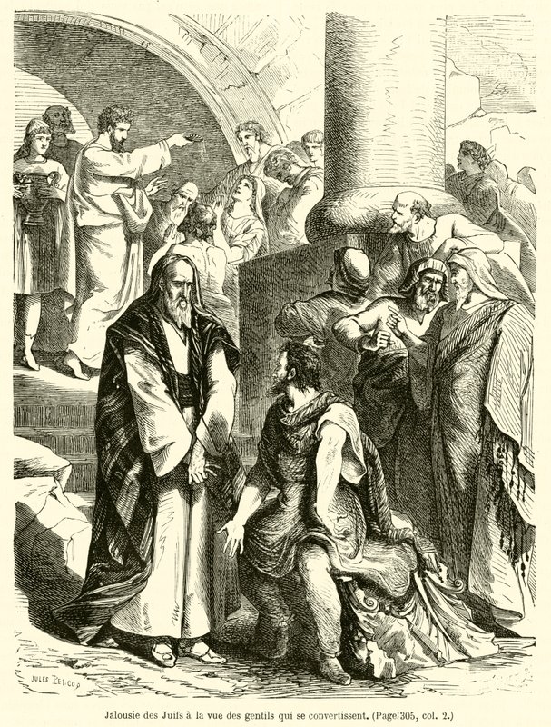 Eifersucht der Juden beim Anblick der sich bekehrenden Heiden (Gravur) von French School