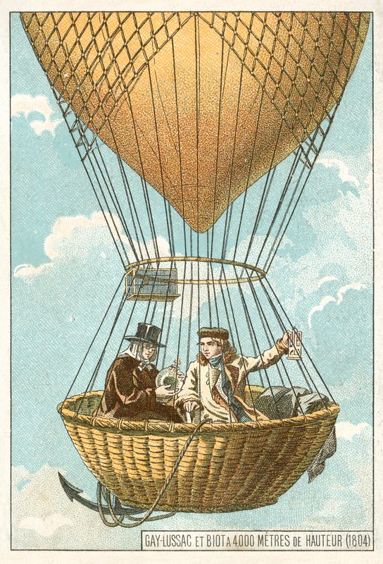 Joseph Louis Gay-Lussac und Jean-Baptiste Biot in einem Ballon in 4000 Metern Höhe von French School