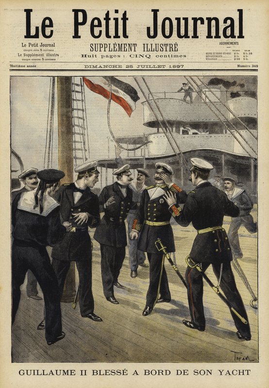 Kaiser Wilhelm II. von Deutschland verletzt auf seiner Yacht, 1897 von French School