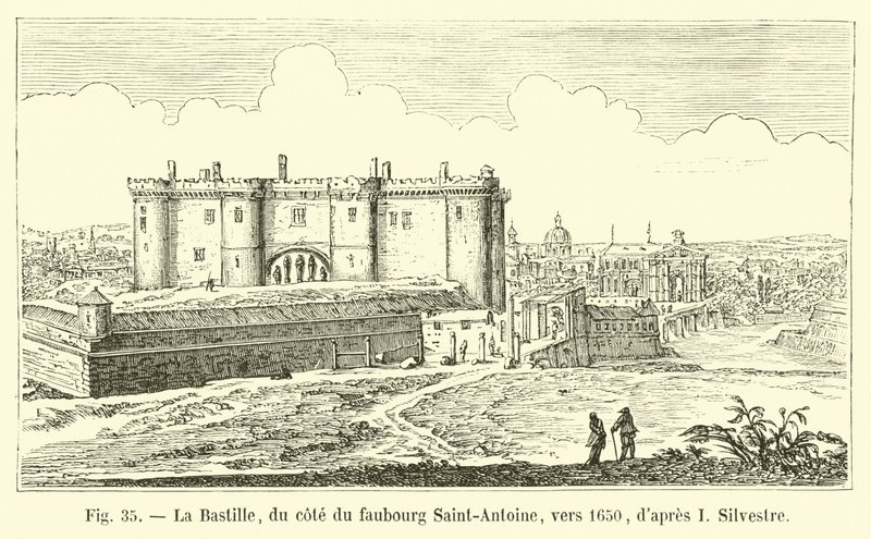 Die Bastille, von der Seite des Faubourg Saint-Antoine, um 1650, nach I. Silvestre von French School
