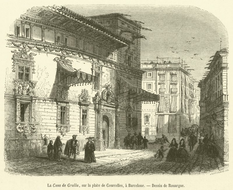 Das Haus von Gralla, auf dem Platz von Courcelles, in Barcelona (Gravur) von French School