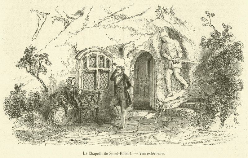 Die Kapelle von Saint-Robert, Außenansicht von French School