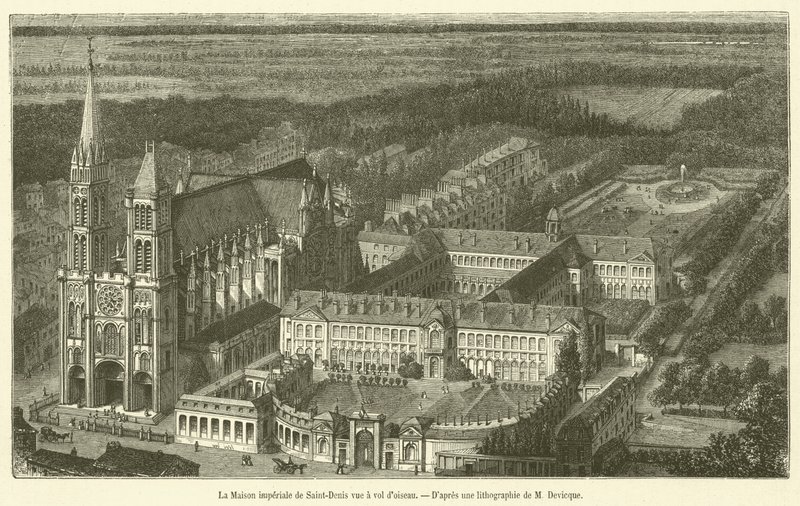 Das Kaiserhaus von Saint-Denis aus der Vogelperspektive von French School