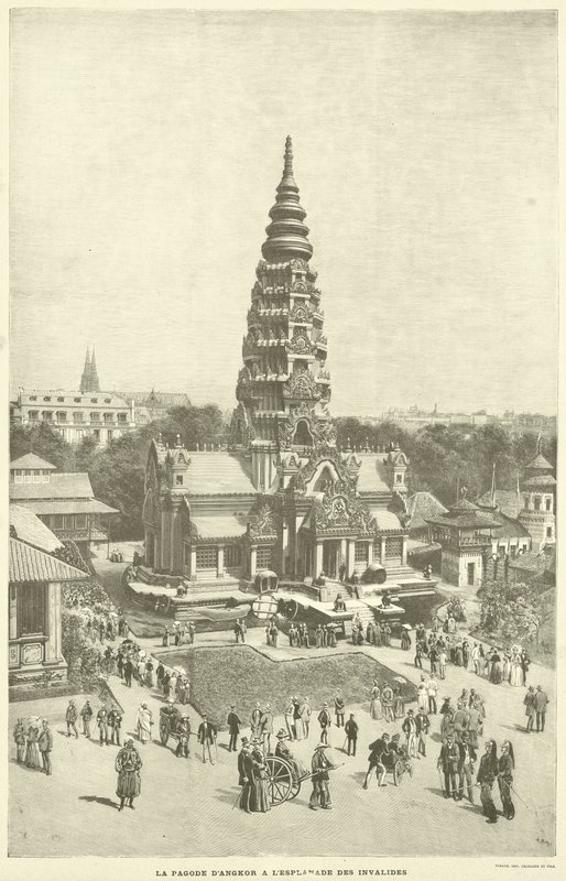 Die Pagode von Angkor auf der Esplanade des Invalides (Gravur) von French School