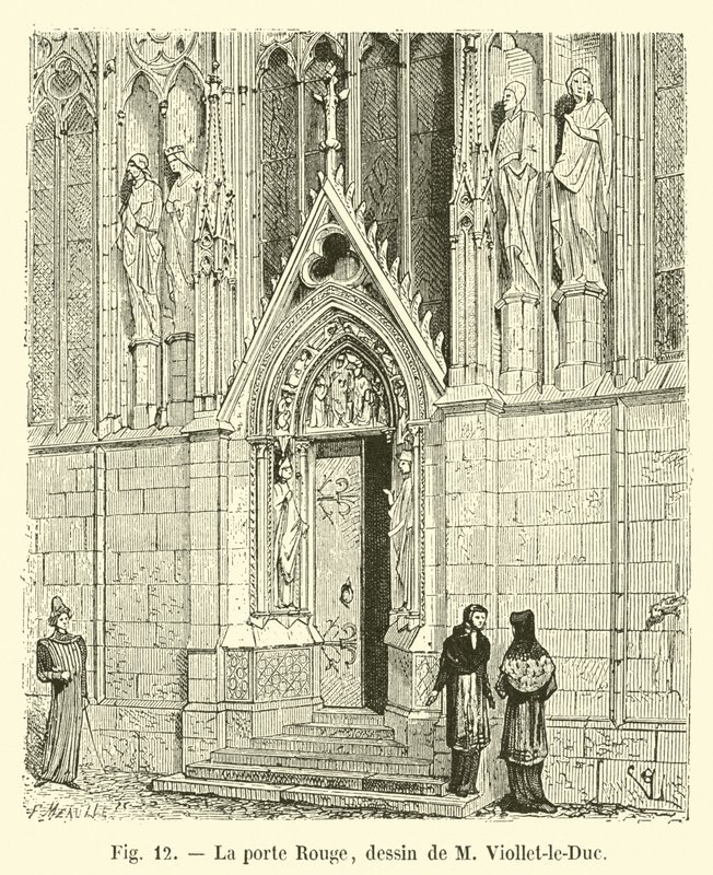 Die rote Tür, Zeichnung von M. Viollet-le-Duc von French School