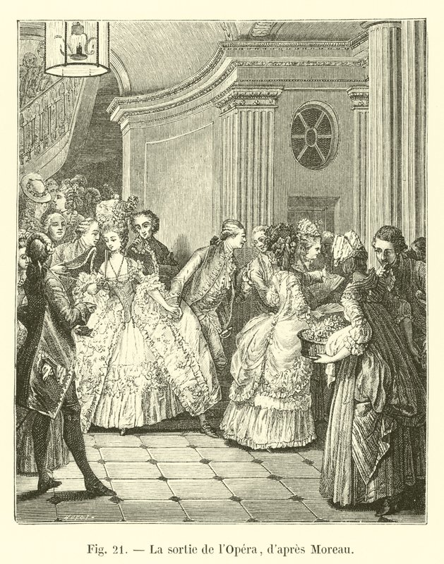 Der Ausgang der Oper, nach Moreau von French School
