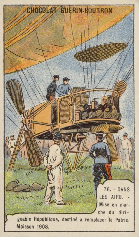 Start des französischen Militärluftschiffs La Republique, Ersatz für die verlorene Patrie, Moisson, Frankreich von French School