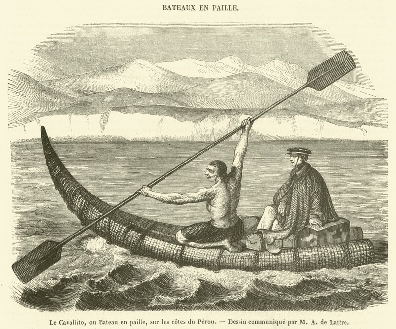 Le Cavallito, oder Strohkahn an den Küsten von Peru (Gravur) von French School
