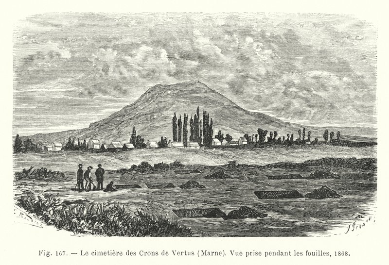 Der Friedhof der Crons von Vertus, Marne, Ansicht während der Ausgrabungen von French School