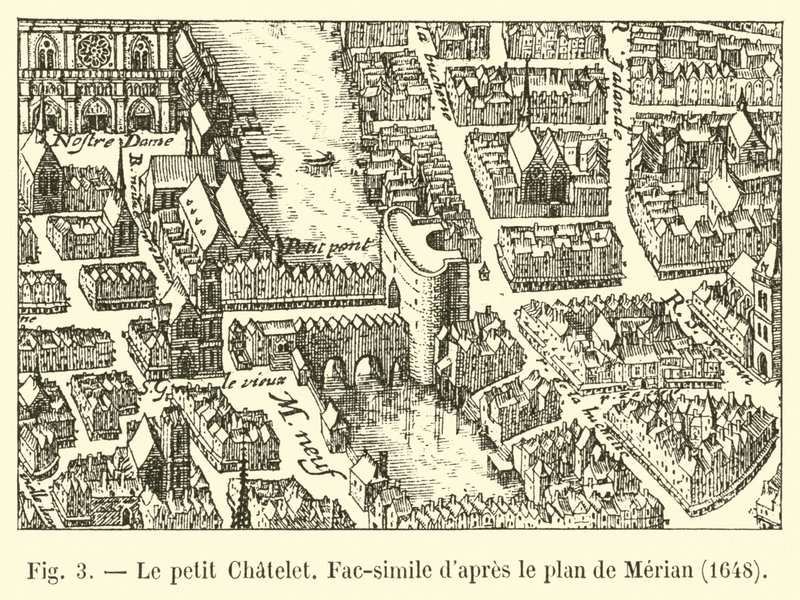 Das kleine Chatelet, Faksimile nach dem Plan von Merian, 1648 von French School