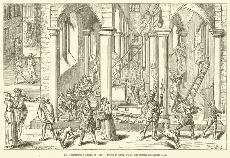 Die Bilderstürmer in Antwerpen, 1566 (Stich) von French School