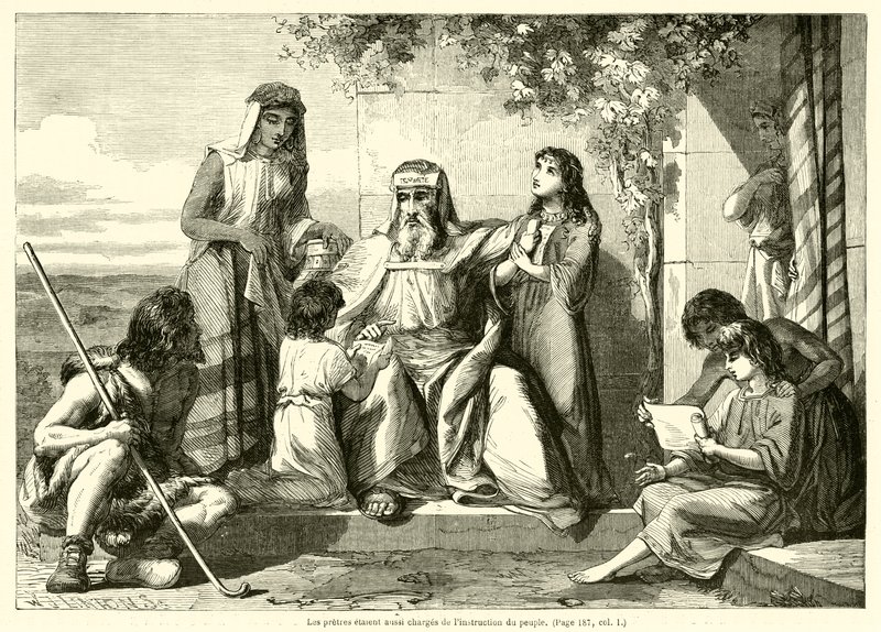 Die Priester waren auch für die Unterweisung des Volkes verantwortlich (Gravur) von French School