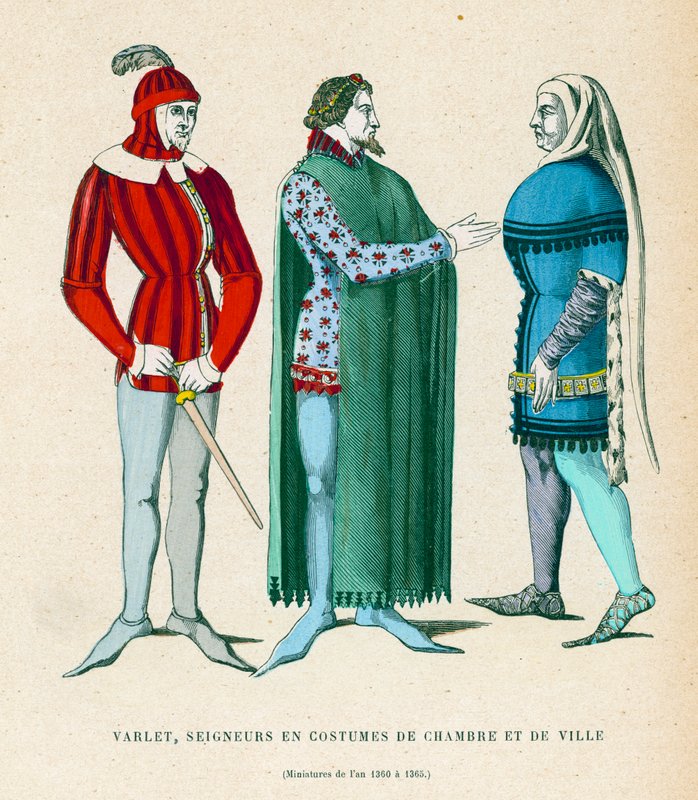 Männliche Kostüme, 1360-1365 von French School