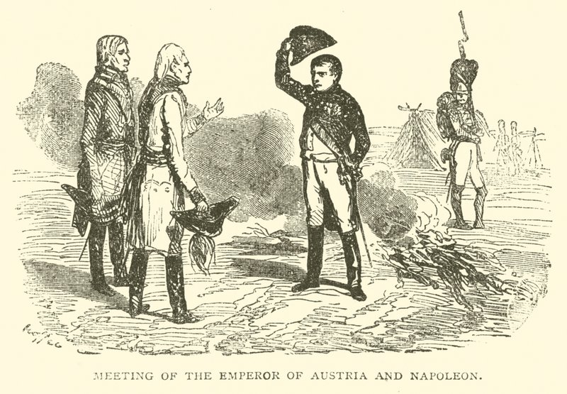 Treffen des Kaisers von Österreich und Napoleon (Stich) von French School
