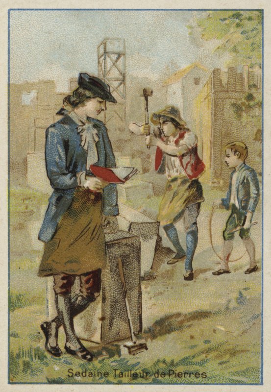 Michel-Jean Sedaine, französischer Dramatiker und Librettist, als Steinmetzgehilfe in seiner Jugend von French School