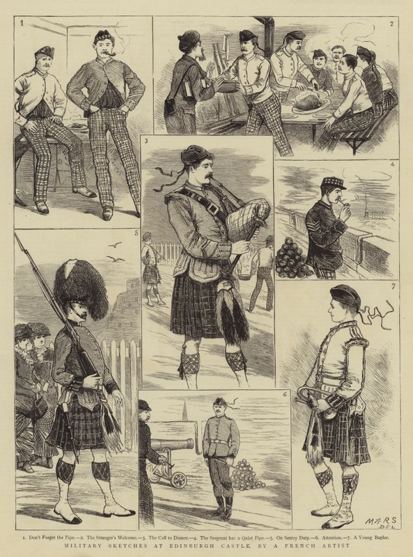 Militärskizzen auf dem Edinburgh Castle von French School